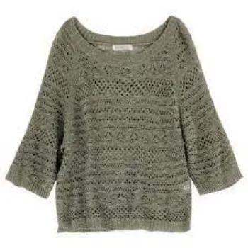 Grey Ladies Designer Round Neck Woolen Top